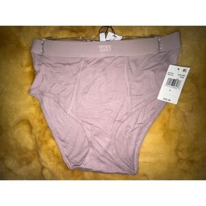 Steve Madden Rib High Waisted Brief Underwear Comfort Stretch, Bark, Size L, NWT